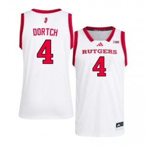 #4 Bryce Dortch Scarlet Knights Jersey | Men White Player Stitch Basketball Collection 65462523