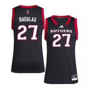 RU #27 Denis Badalau Game-Day Jersey | Men Black NCAA Basketball Premium Stitched 23075360