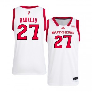 Authentic Denis Badalau Jersey | #27 White Rutgers Scarlet Knights Men Basketball Embroidery & Licensed 65718149