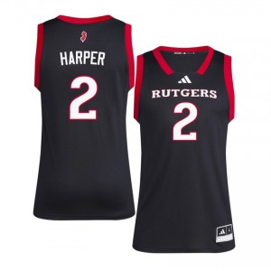 Authentic Dylan Harper Jersey | #2 Black Scarlet Knights Men Basketball Stitch & Licensed 11444683