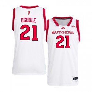 #21 Emmanuel Ogbole RU Scarlet Knights Jersey | Men White University Stitched Basketball Collection 51790178