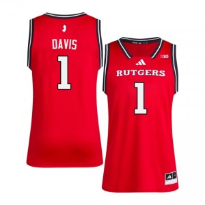 Scarlet Knights #1 Jamichael Davis Game-Day Jersey | Men Scarlet Player Basketball Premium Stitch 95758364
