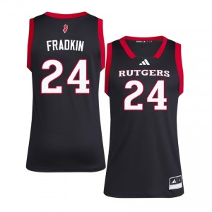 Max Fradkin #24 Jersey | RU Men Black Premium Stitched NCAA Basketball 51988681