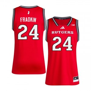 Authentic Max Fradkin Jersey | #24 Scarlet RU Scarlet Knights Men Basketball Stitched & Licensed 11132157