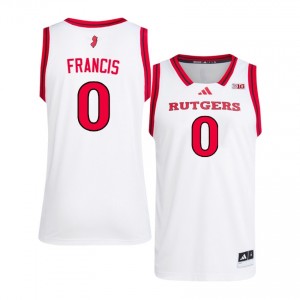 Tariq Francis #0 Jersey | RU Scarlet Knights Men White Premium Stitched University Basketball 89865477