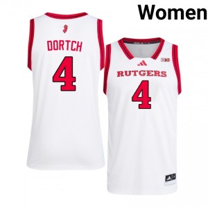 Bryce Dortch #4 Jersey | Rutgers Scarlet Knights Women White Premium Embroidery College Basketball 61202977