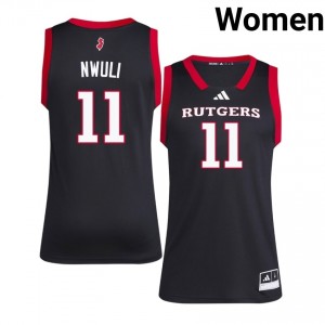 Chris Nwuli #11 Jersey | RU Scarlet Knights Women Black Premium Stitched University Basketball 91633408