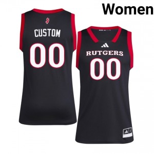 #00 Custom RU Scarlet Knights Jersey | Women Black University Stitched Basketball Collection 15573389