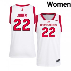 #22 Dorian Jones Rutgers Scarlet Knights Jersey | Women White College Embroidery Basketball Collection 15531026
