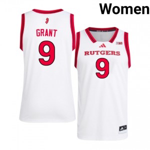 Dylan Grant #9 Jersey | RU Women White Premium Stitched NCAA Basketball 62809518
