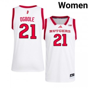 Emmanuel Ogbole #21 Jersey | Scarlet Knights Women White Premium Stitch Player Basketball 21665701