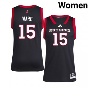 RU #15 Gevonte Ware Game-Day Jersey | Women Black NCAA Basketball Premium Stitched 51287708