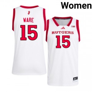 Authentic Gevonte Ware Jersey | #15 White Rutgers Scarlet Knights Women Basketball Embroidery & Licensed 74956391