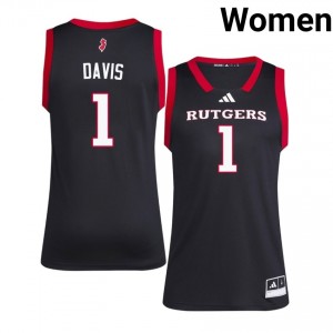 Jamichael Davis #1 Jersey | Scarlet Knights Women Black Premium Stitch Player Basketball 86849483