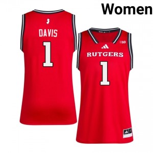 Authentic Jamichael Davis Jersey | #1 Scarlet Rutgers Scarlet Knights Women Basketball Embroidery & Licensed 22150861