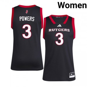 Authentic Kaden Powers Jersey | #3 Black Scarlet Knights Women Basketball Stitch & Licensed 74328291