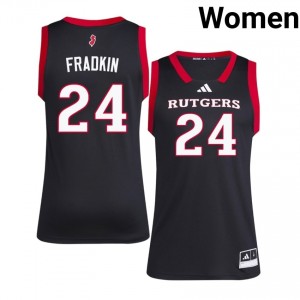 RU Scarlet Knights #24 Max Fradkin Game-Day Jersey | Women Black University Basketball Premium Stitched 44564144