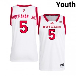 #5 Darren Buchanan Jr. Rutgers Scarlet Knights Jersey | Youth White College Embroidery Basketball Collection 68195718