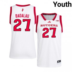 Denis Badalau #27 Jersey | RU Youth White Premium Stitched NCAA Basketball 16448556