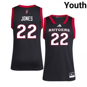 #22 Dorian Jones RU Scarlet Knights Jersey | Youth Black University Stitched Basketball Collection 50733011