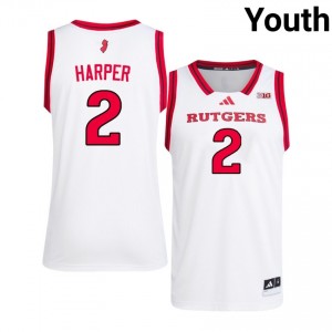 Scarlet Knights #2 Dylan Harper Game-Day Jersey | Youth White Player Basketball Premium Stitch 99924585