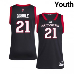 Emmanuel Ogbole #21 Jersey | RU Youth Black Premium Stitched NCAA Basketball 60933349