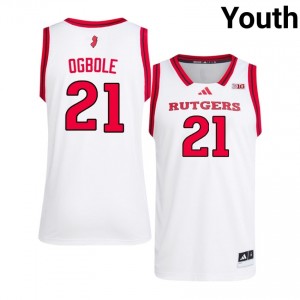 Rutgers Scarlet Knights #21 Emmanuel Ogbole Game-Day Jersey | Youth White College Basketball Premium Embroidery 19798559