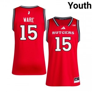 Gevonte Ware #15 Jersey | Scarlet Knights Youth Scarlet Premium Stitch Player Basketball 14293714