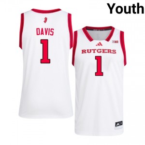 Authentic Jamichael Davis Jersey | #1 White RU Scarlet Knights Youth Basketball Stitched & Licensed 89681081