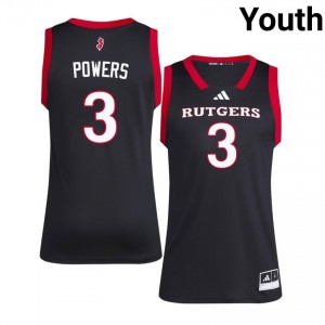 #3 Kaden Powers Rutgers Scarlet Knights Jersey | Youth Black College Embroidery Basketball Collection 96119751