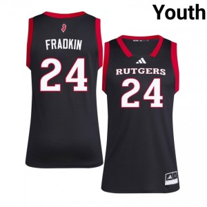Authentic Max Fradkin Jersey | #24 Black Scarlet Knights Youth Basketball Stitch & Licensed 37239583