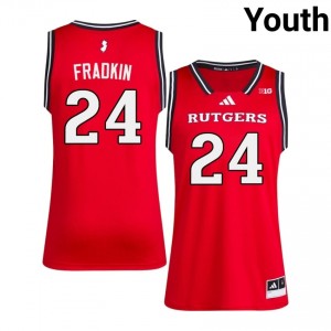 Max Fradkin #24 Jersey | Rutgers Scarlet Knights Youth Scarlet Premium Embroidery College Basketball 60037793