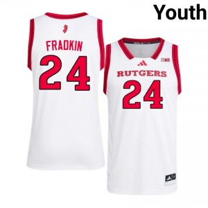 #24 Max Fradkin RU Jersey | Youth White NCAA Stitched Basketball Collection 22482780