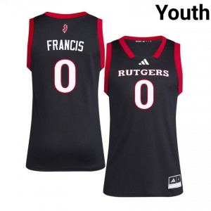 RU #0 Tariq Francis Game-Day Jersey | Youth Black NCAA Basketball Premium Stitched 31320501
